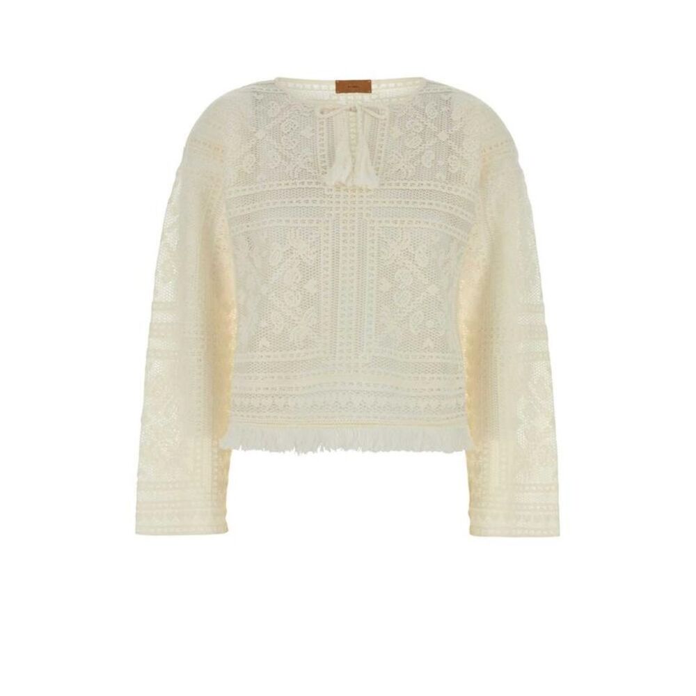 ALANUI Crochet Knit Cropped Sweater Women WHITE Shirts